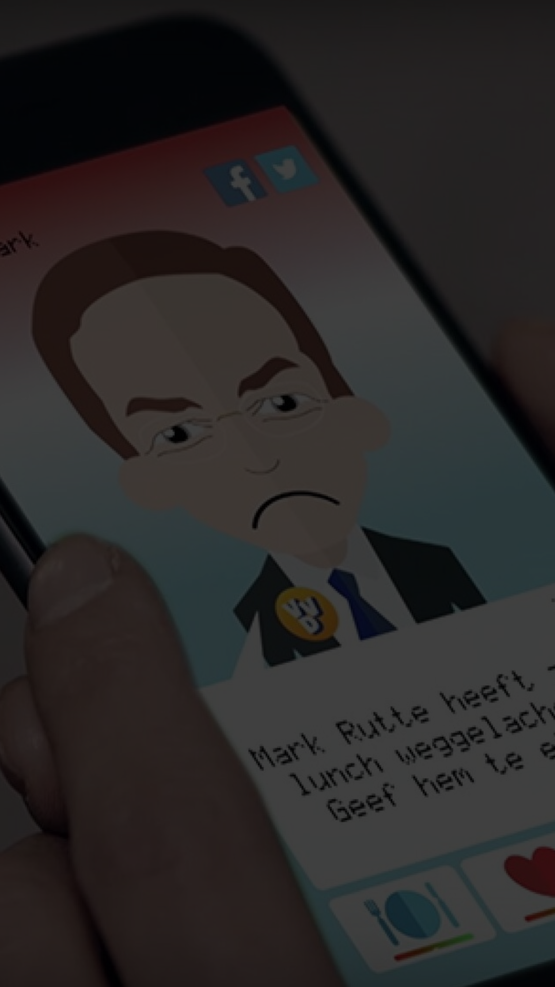 Mark Rutte as a KamerGotchi, a political videogame