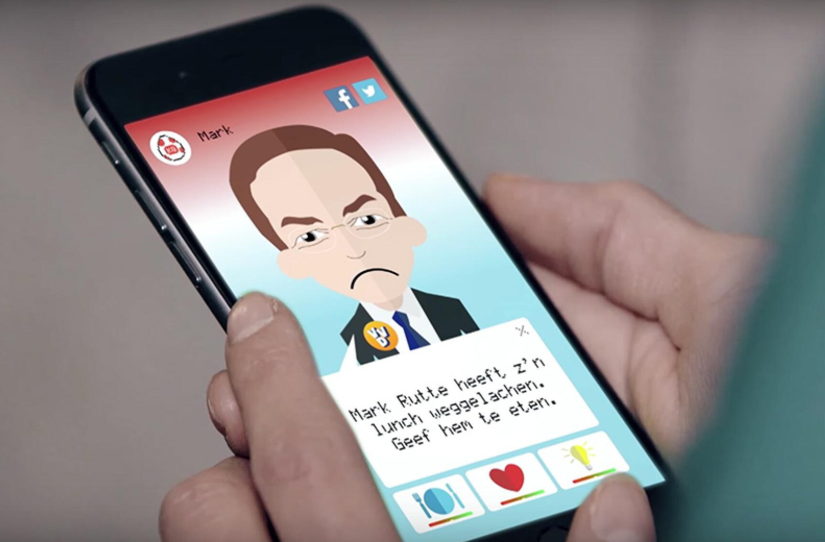 Mark Rutte als KamerGotchi, een politieke videogame